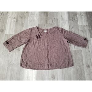 Kleen 100% Cotton Brown Tunic 3/4 Sleeve Shirt Top Women's Size Extra Large
